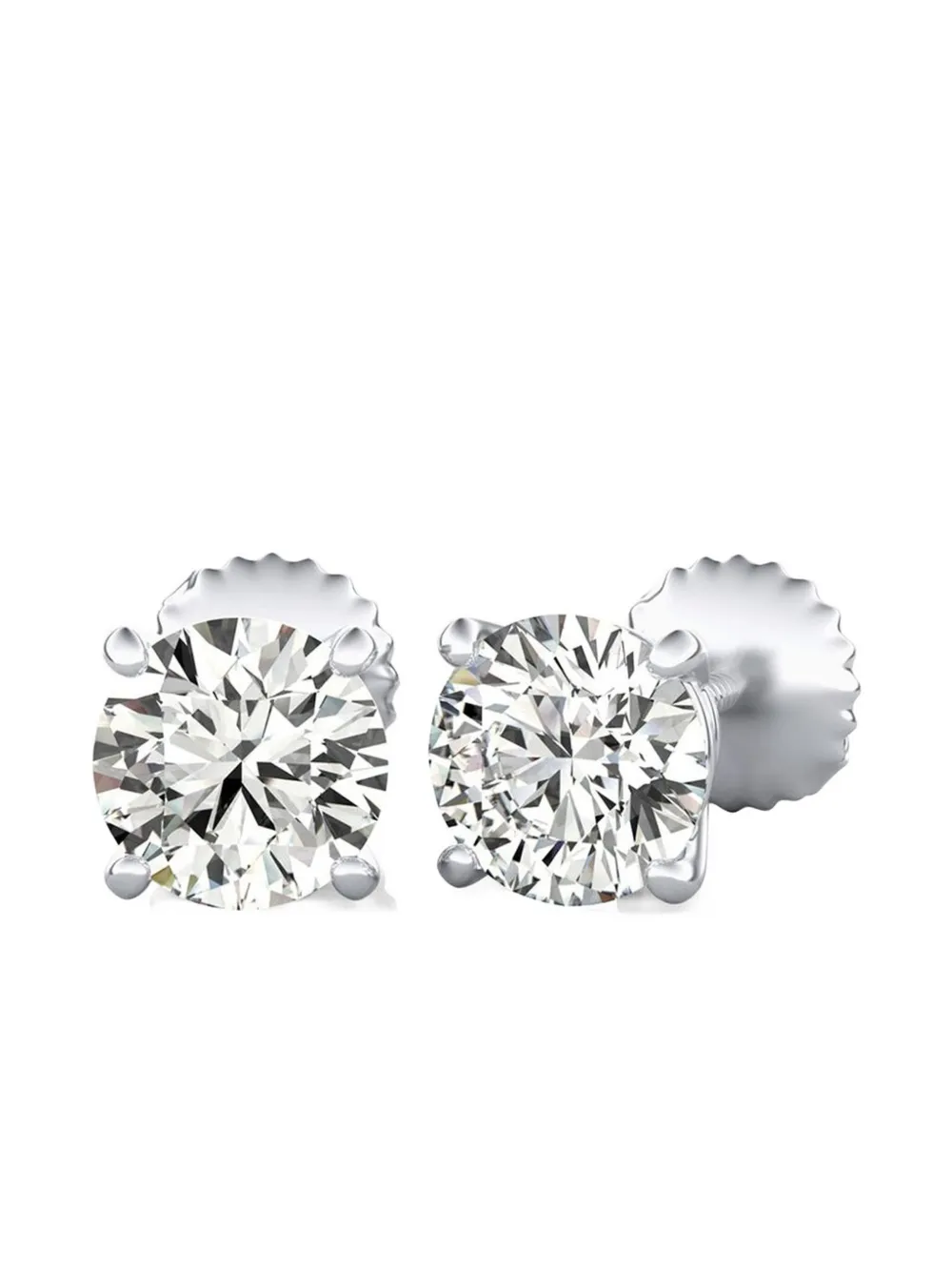 Tilla 14k White Gold Round-cut-diamond Stud Earrings In Silver