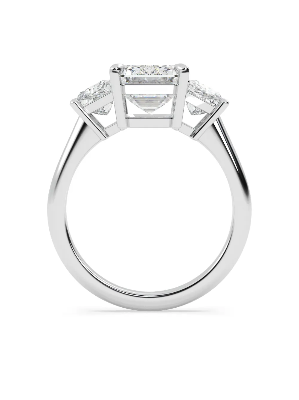 Tilla 14k White Diamond Three Stone Ring In Metallic