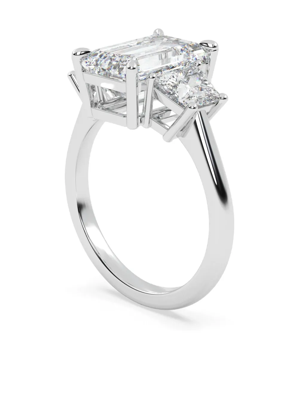 Tilla 14k White Diamond Three Stone Ring In Metallic