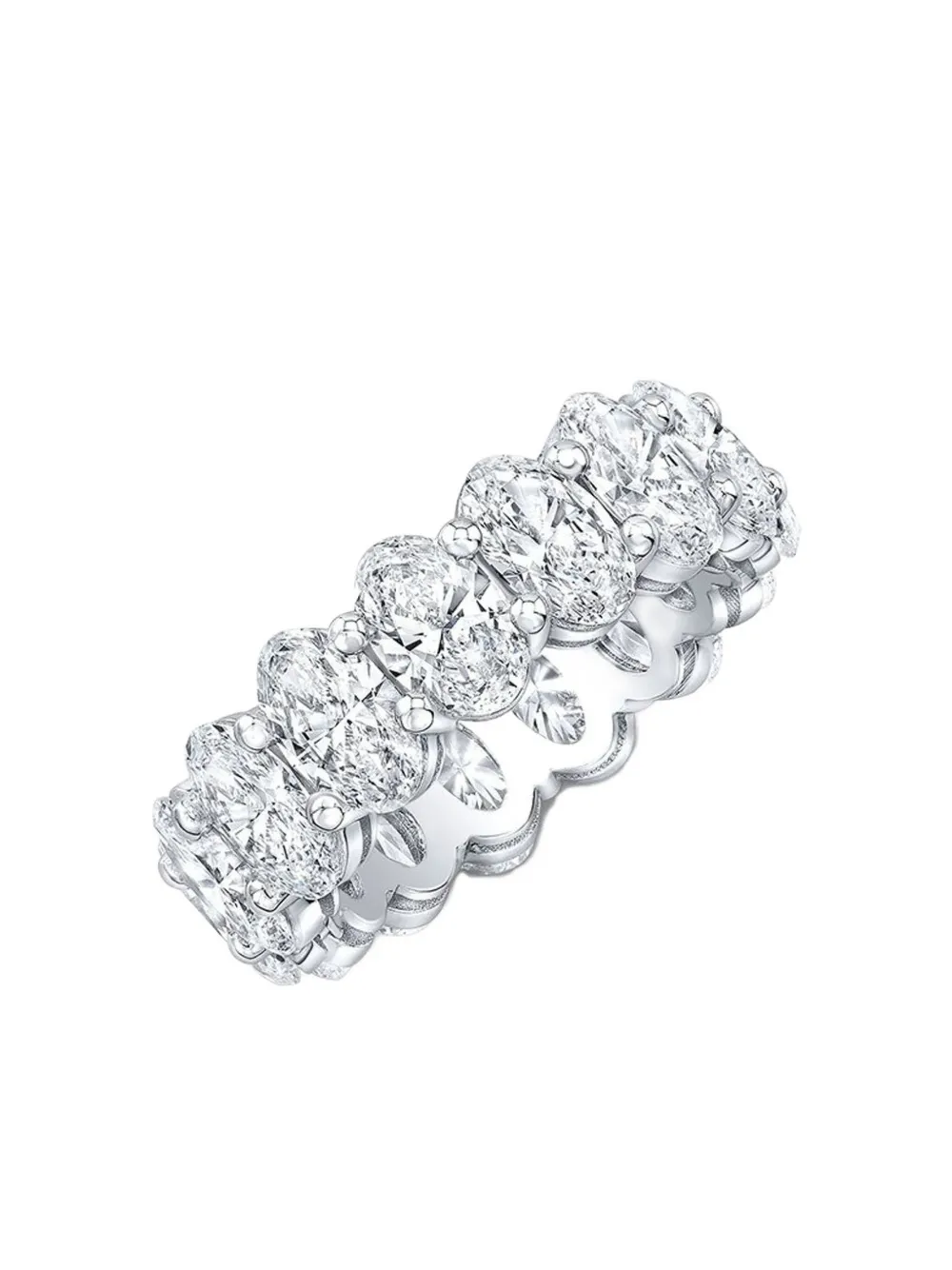 Tilla 14k White Gold Oval Laboratory-grown Diamond Eternity Band In Silver