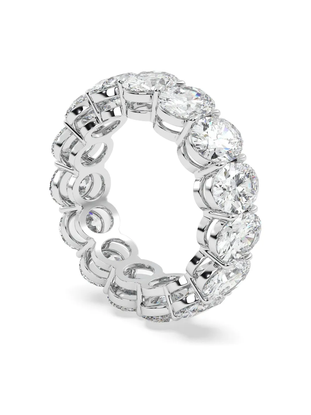 Tilla 14k White Gold Oval Lab Grown Diamond Wedding Band Ring In Metallic