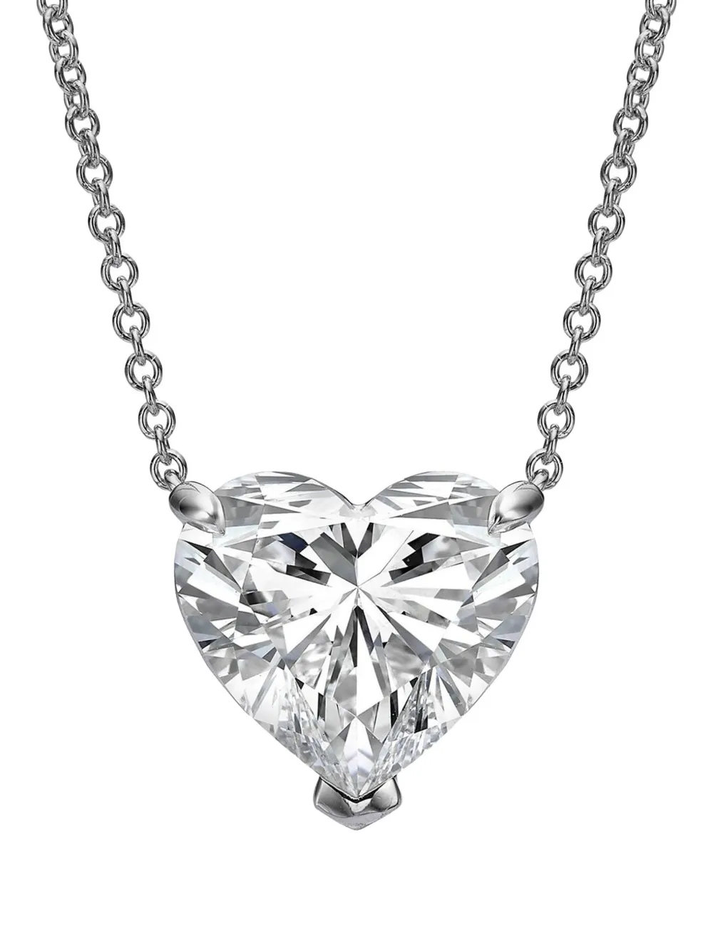 Tilla Solitaire diamond heart-pendant necklace - Argento
