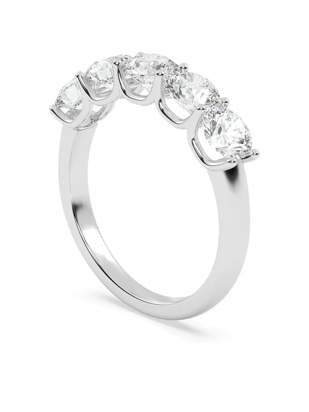 Tilla 14k White Gold Round Lab-grown Diamond Wedding Band Ring In Silver