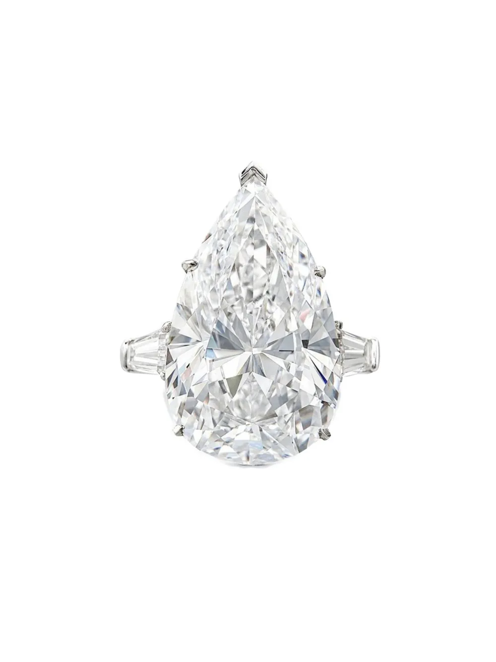 Tilla 14k White Gold Pear Diamond Ring In Silver
