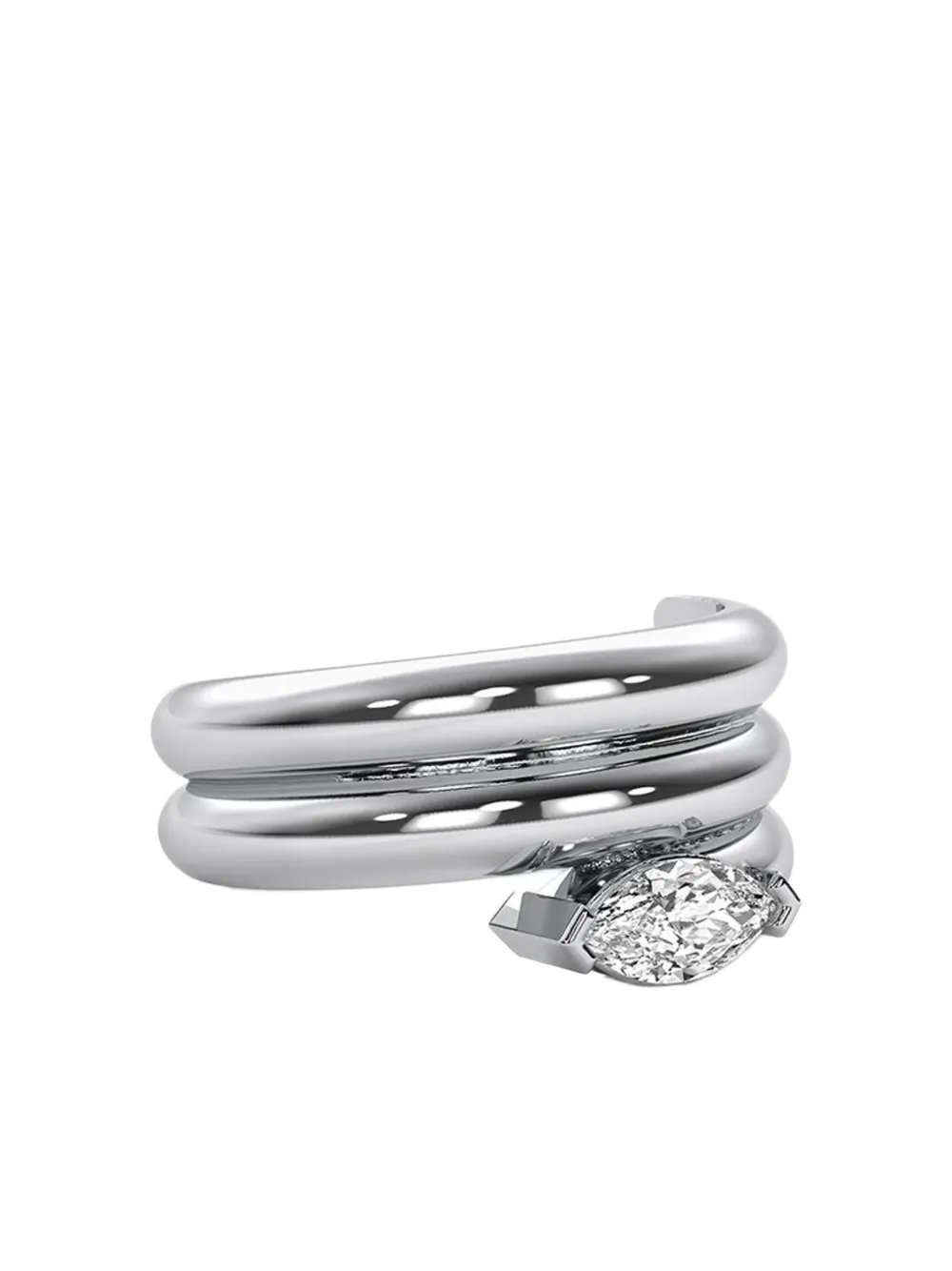Tilla 14k White Gold Fashion Lab-grown Diamond Ring In Silver