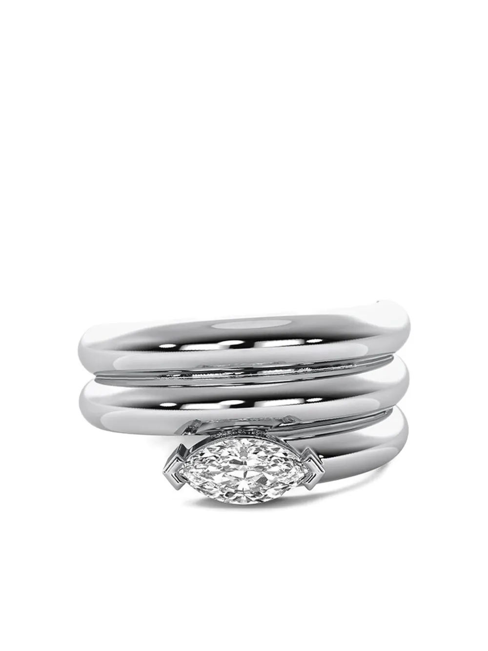 Tilla 14k White Gold Fashion Lab-grown Diamond Ring In Silver