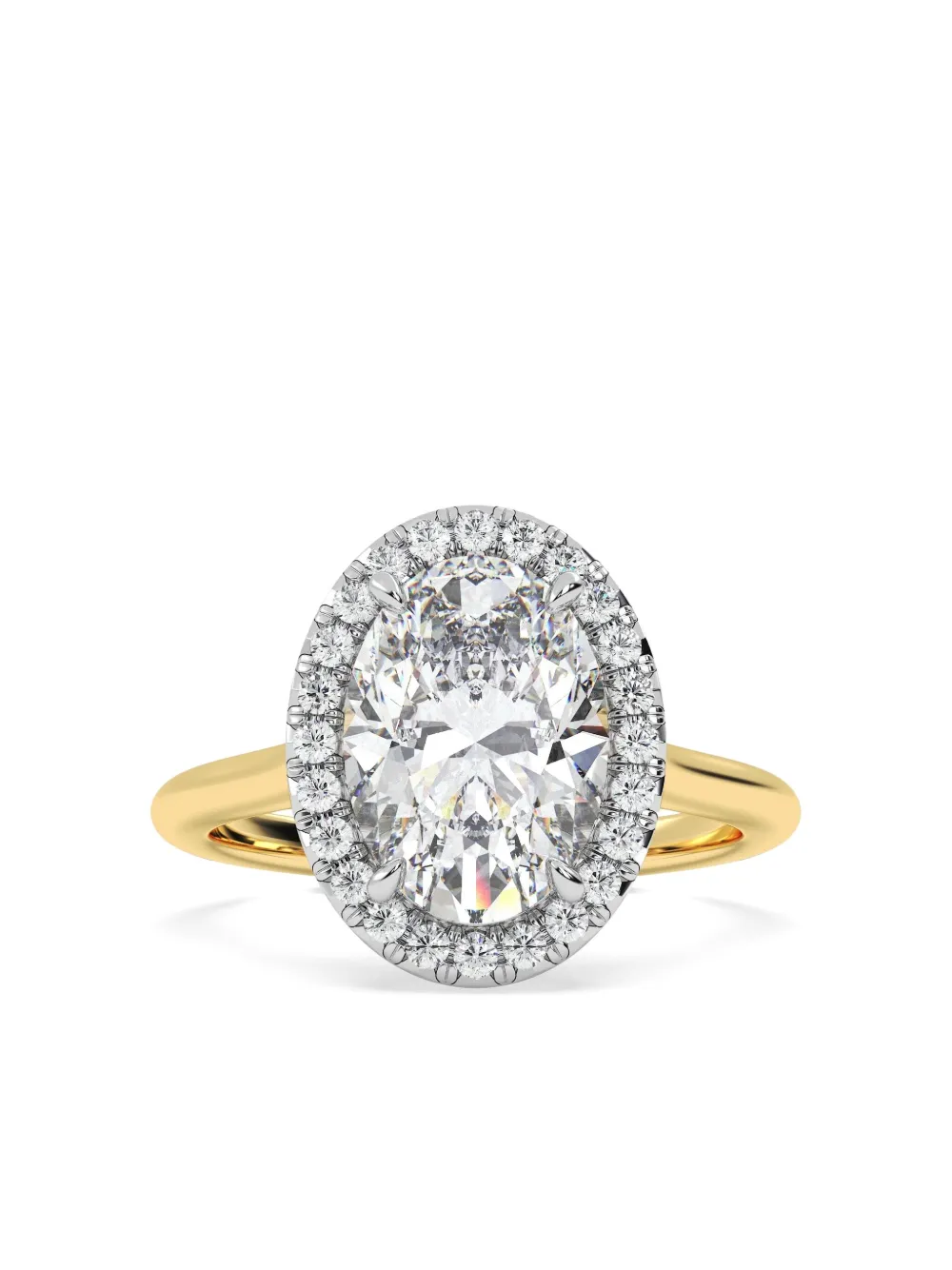 Tilla 14k Yellow Gold Oval Lab-grown Diamond Halo Ring In Gold