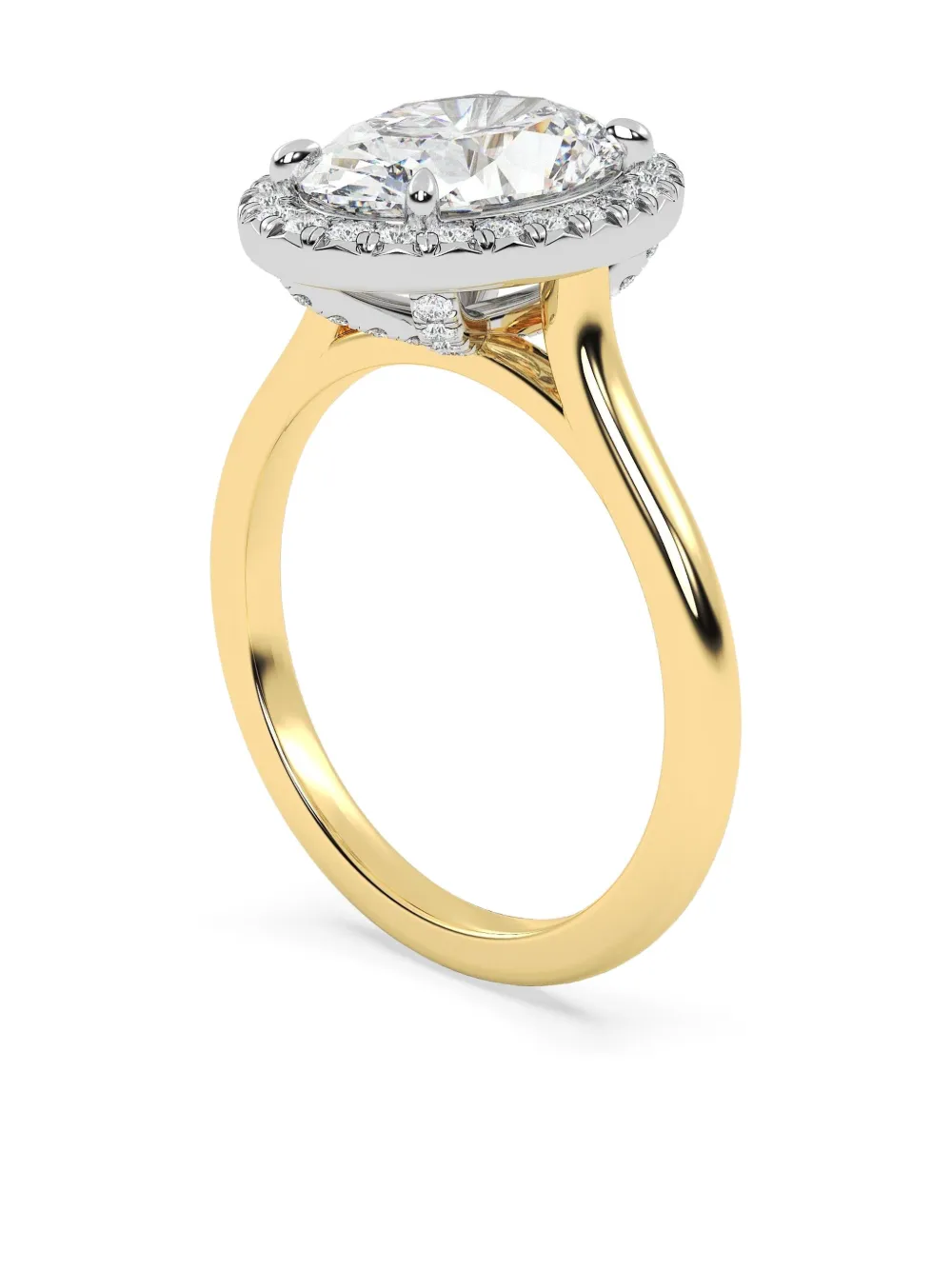 Tilla 14k Yellow Gold Oval Lab-grown Diamond Halo Ring In Gold