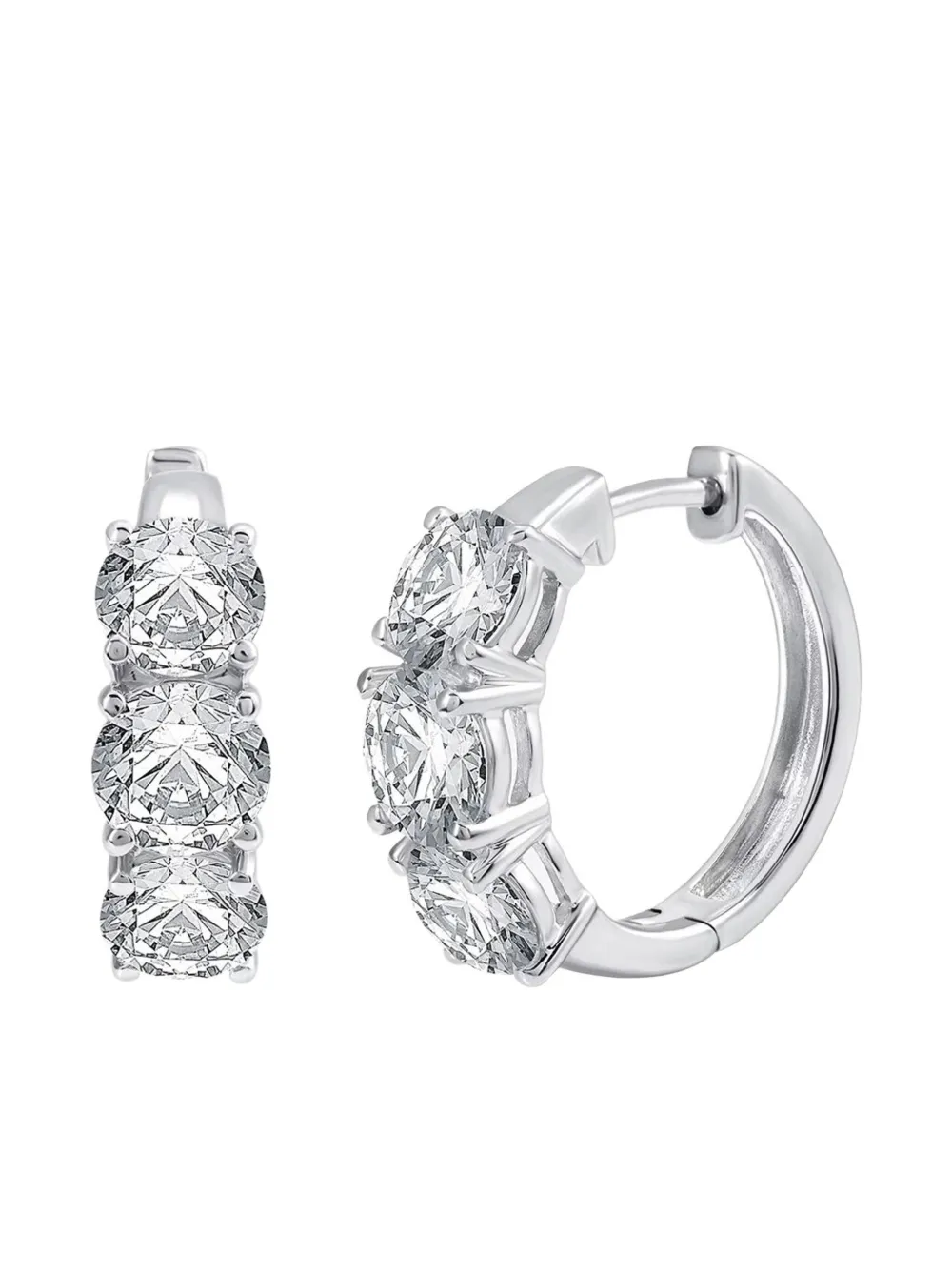 Tilla 14k White Gold Diamond Huggie Earrings In Metallic