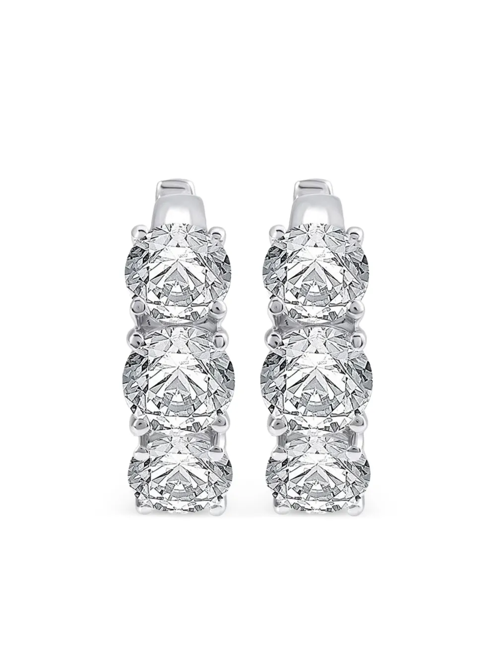 Tilla 14K white gold diamond huggie earrings | Silver | Image 1