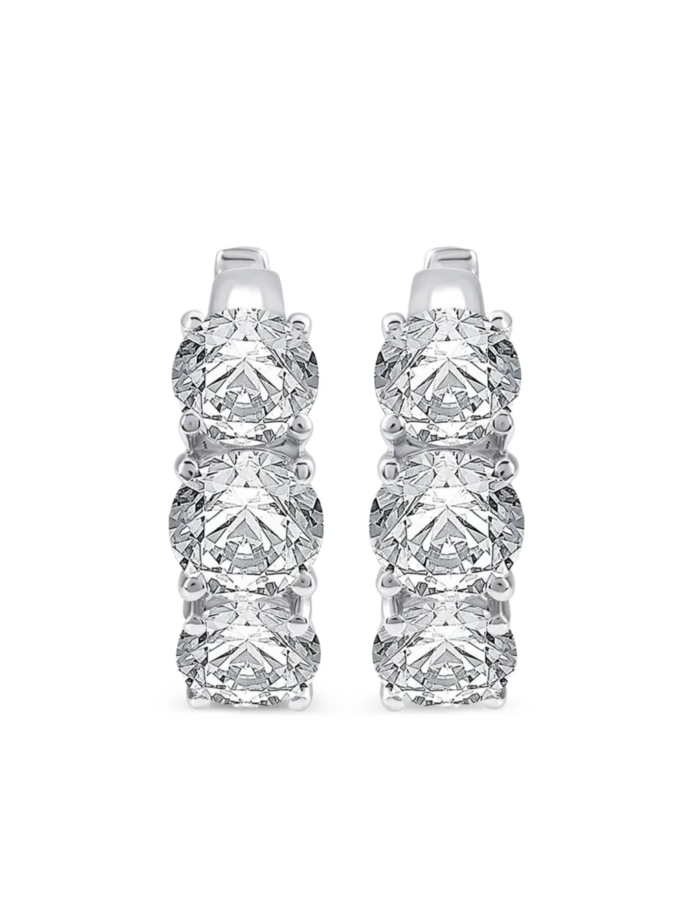 Tilla 14K white gold diamond huggie earrings | Fine Jewelry | Image 2