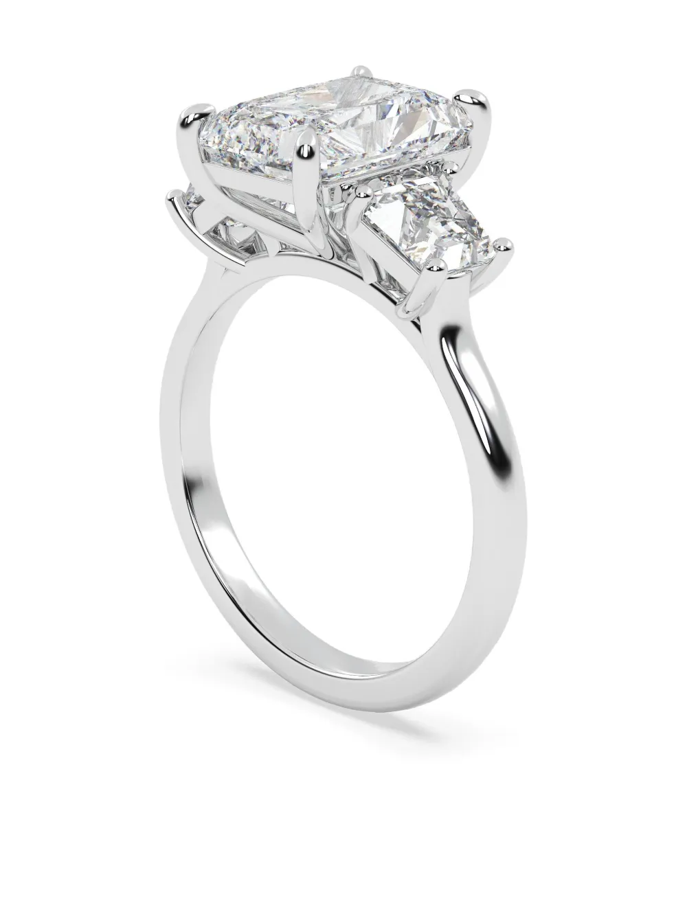 Tilla 14k White Gold Radiant Diamond Ring In Silver