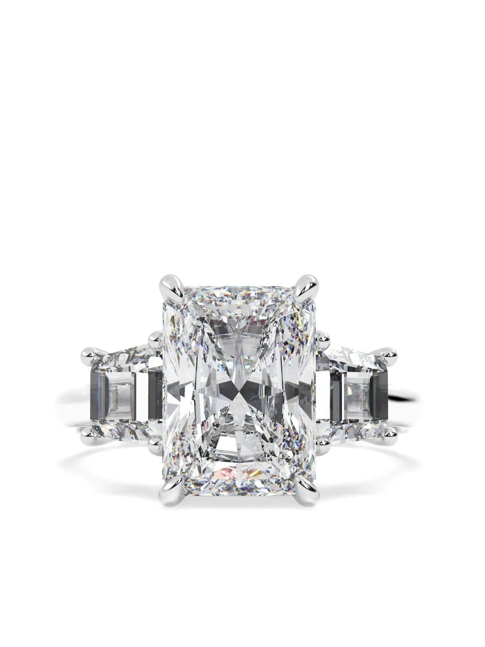Tilla 14k White Gold Radiant Diamond Ring In Silver