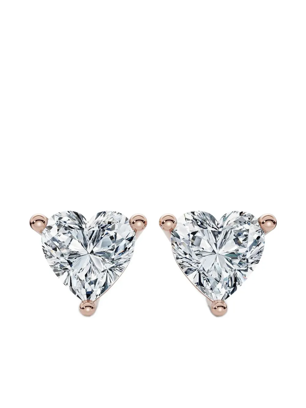 Tilla 14K rose gold heart diamond stud earrings - Rosa