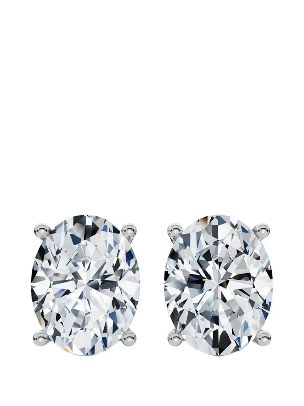 Tilla 14K white gold oval diamond stud earrings - Silber