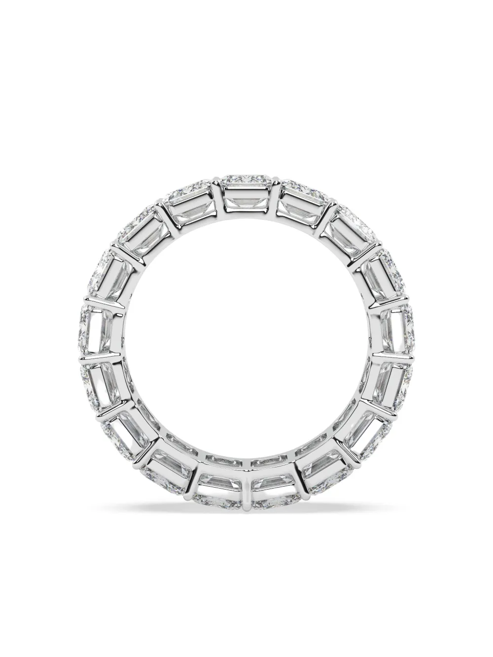 Tilla 14k White Gold Emerald Diamond Wedding Band Ring In Metallic