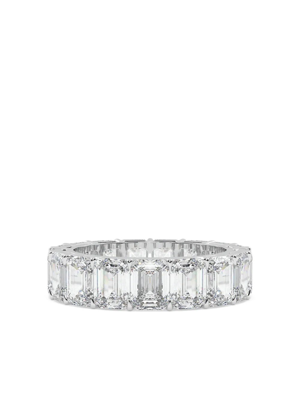 Tilla 14k White Gold Emerald Diamond Wedding Band Ring In Metallic