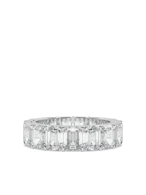 Tilla anillo en oro blanco de 14k con diamante de corte esmeralda
