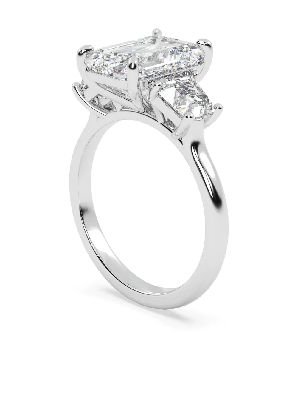Tilla 14k White Gold Emerald Lab-grown Diamond Ring In Silver