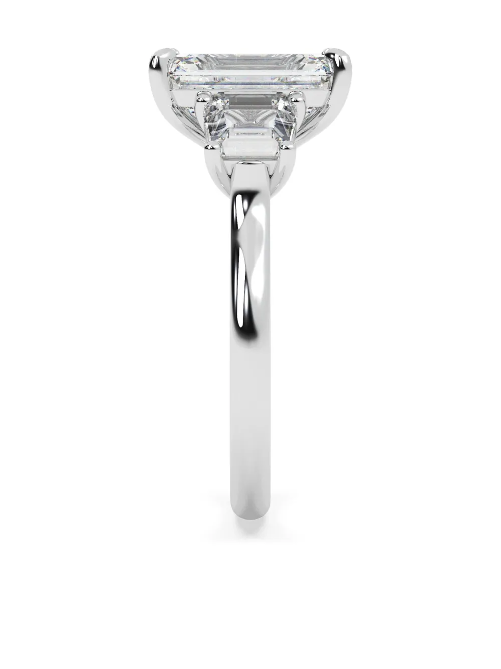 Tilla 14k White Gold Emerald Lab-grown Diamond Ring In Silver