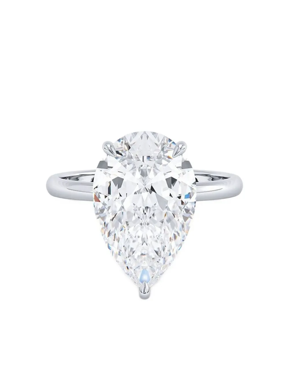 Tilla 14k White Gold Pear Diamond Solitaire Ring In Silver
