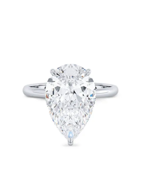 Tilla anillo solitario en oro blanco de 14kt con diamantes y pera