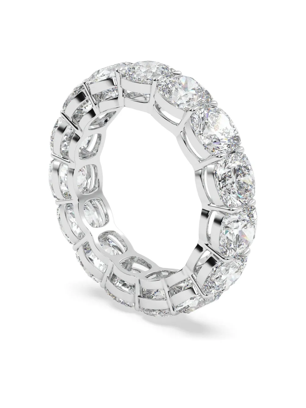 Tilla 14k White Gold Cushion Diamond Wedding Band Ring In Metallic