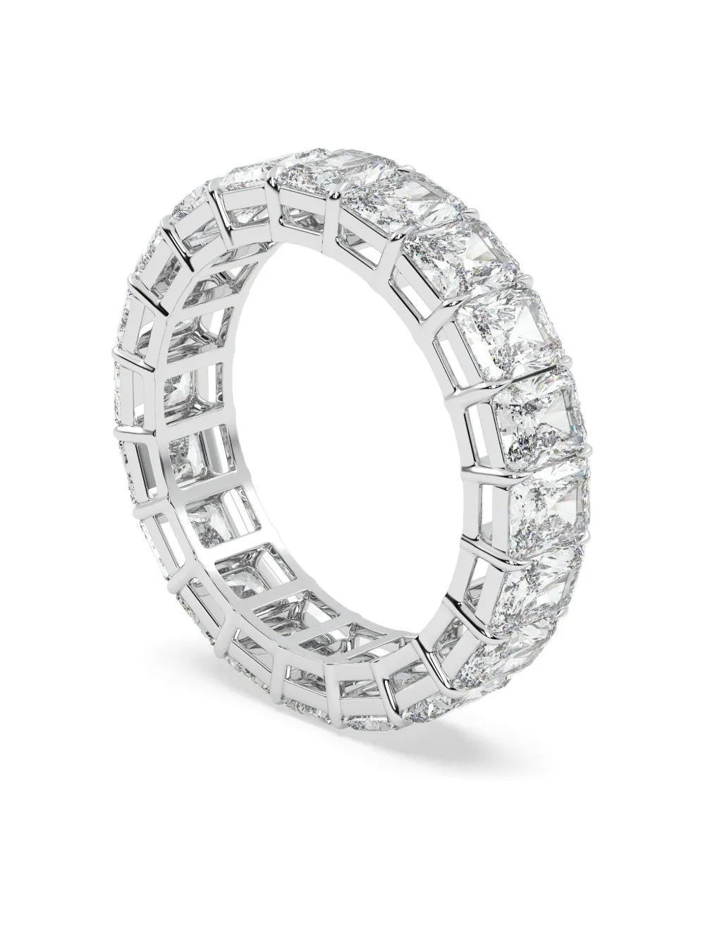 Tilla 14k White Gold Radiant Diamond Wedding Band Ring In Silver