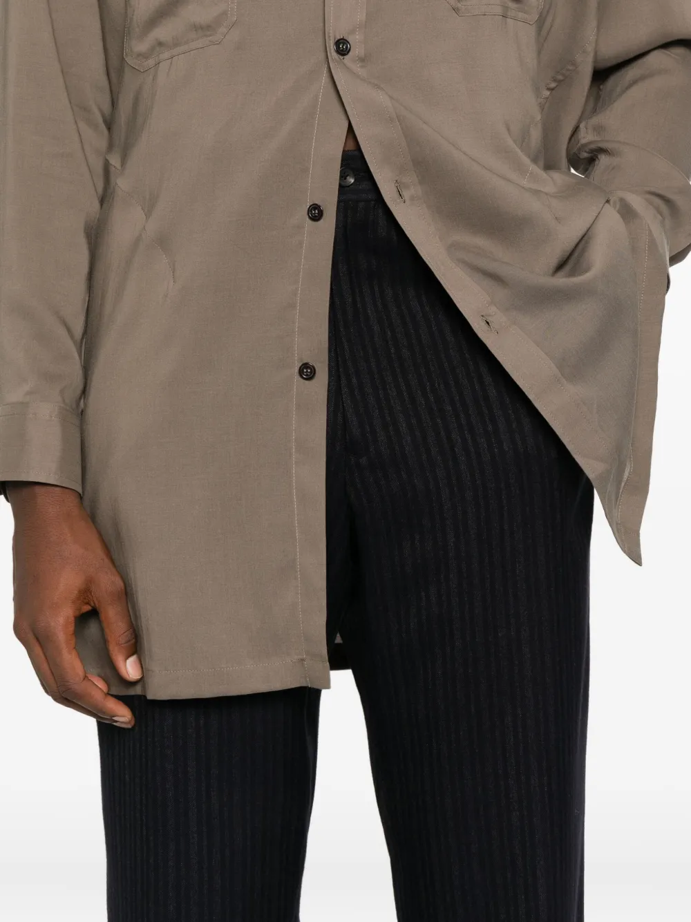 Yohji Yamamoto Gestreepte broek Zwart