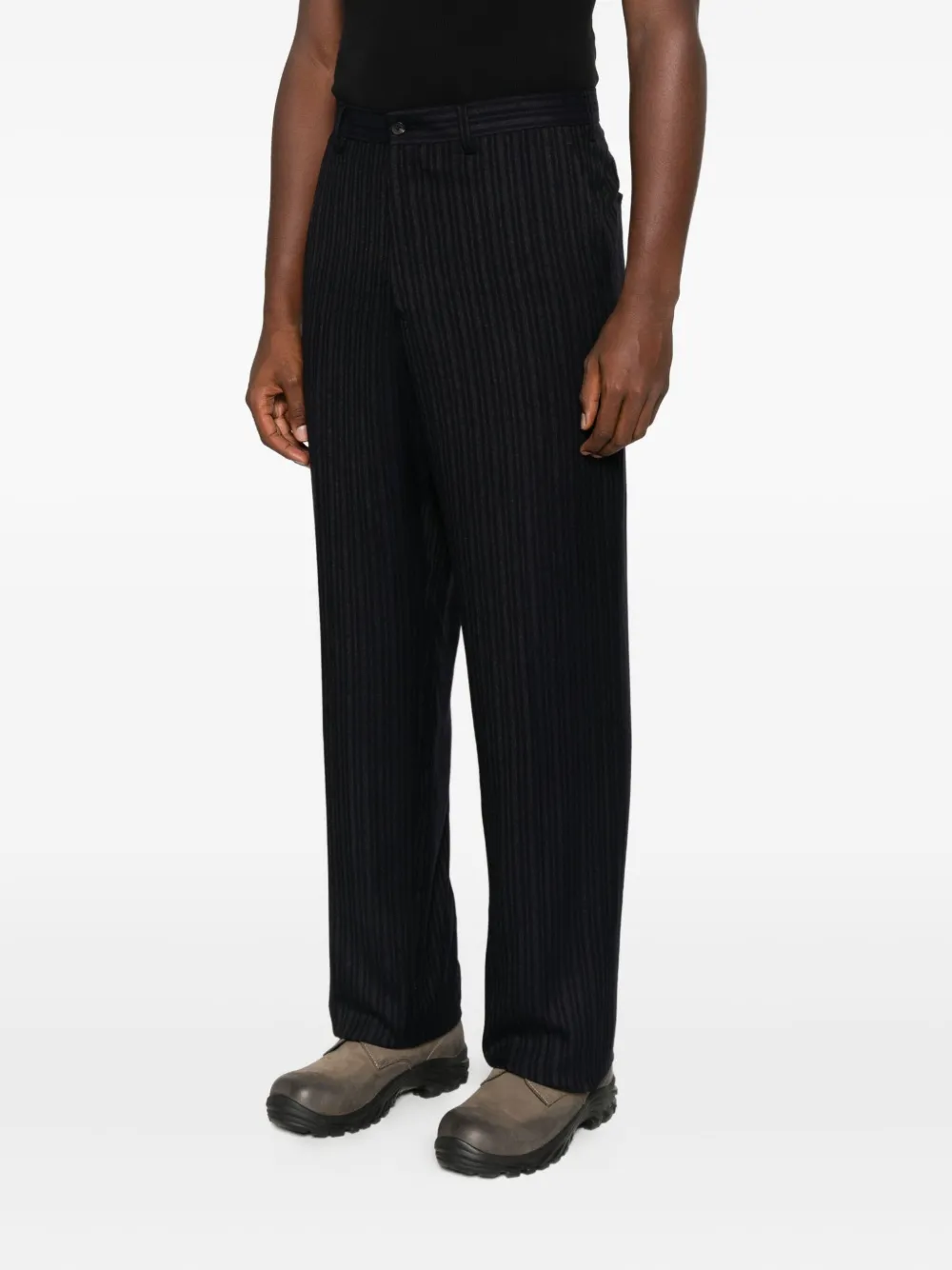 Yohji Yamamoto Gestreepte broek Zwart