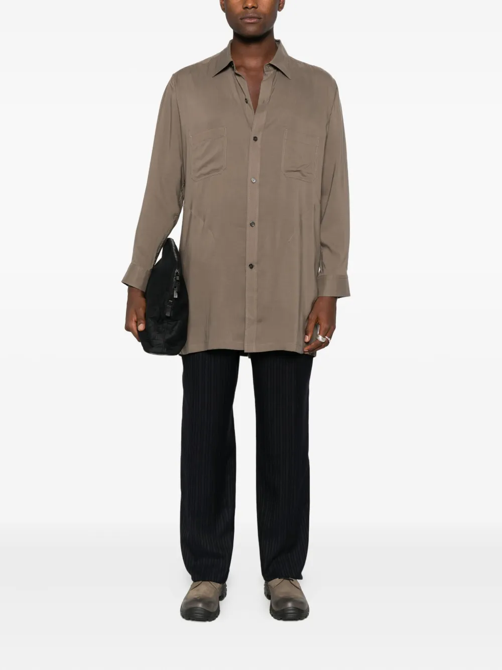 Yohji Yamamoto striped pants - Zwart