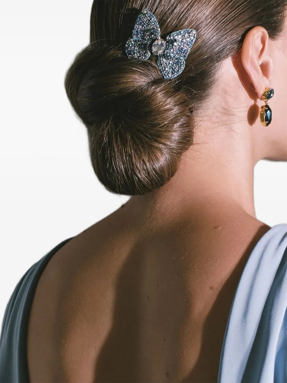 Jennifer Behr Abbie Crystal Butterfly Hair Clip In Blue
