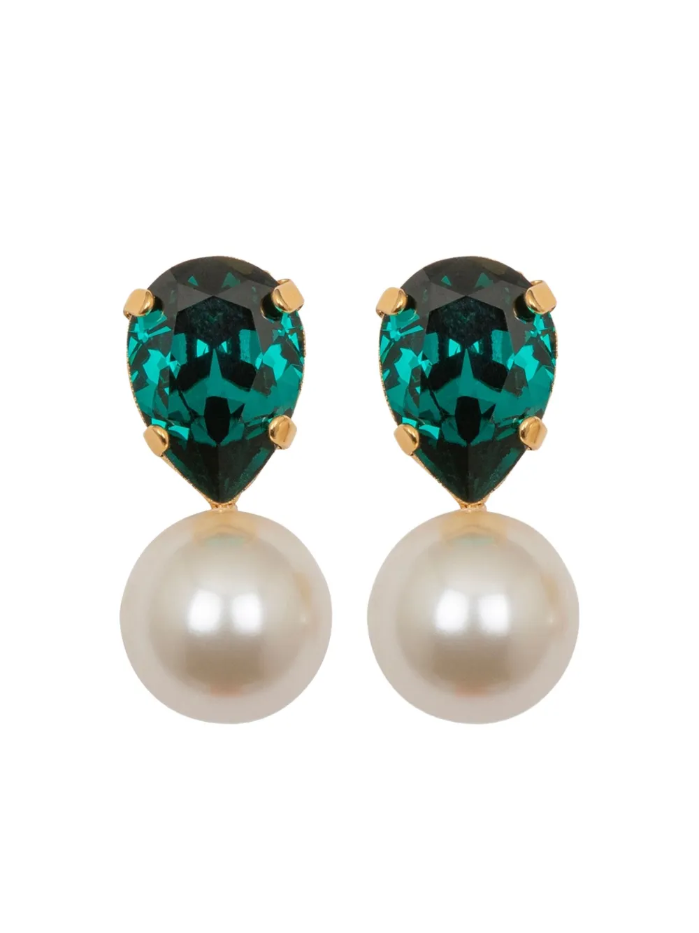 Jennifer Behr Cimone Crystal-pearl Earrings In Gold