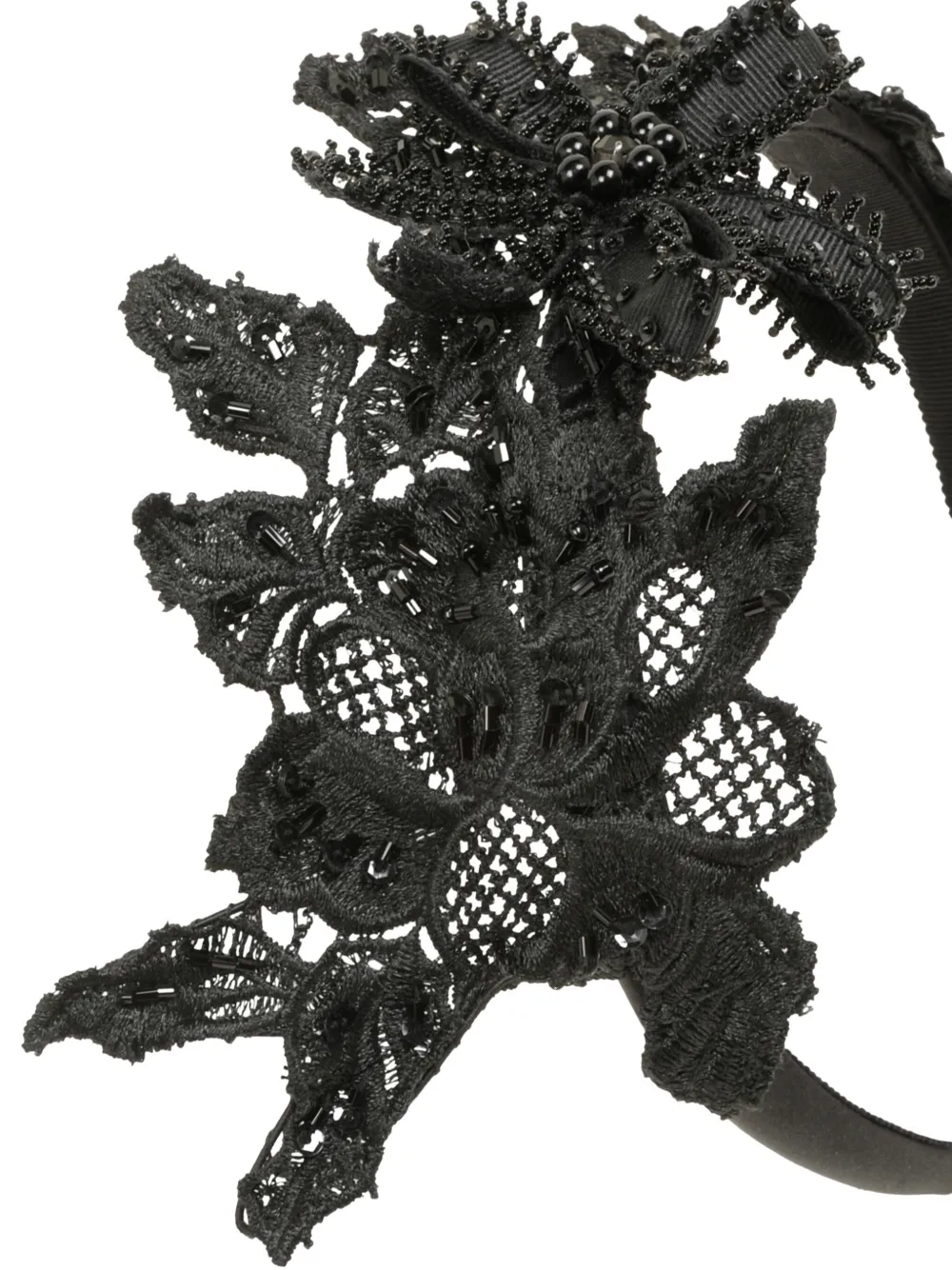Jennifer Behr Alberta Beaded Floral Headband In Black