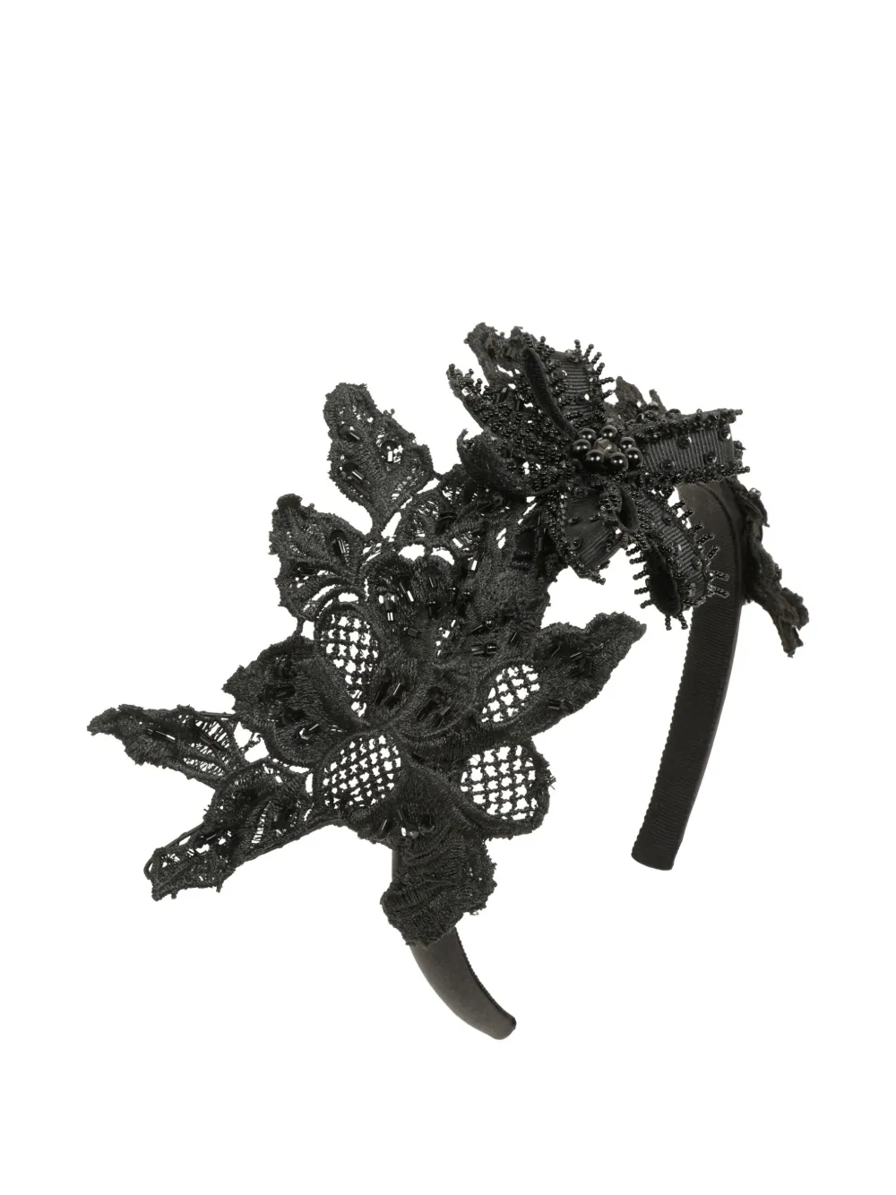 Jennifer Behr Alberta Beaded Floral Headband In Black