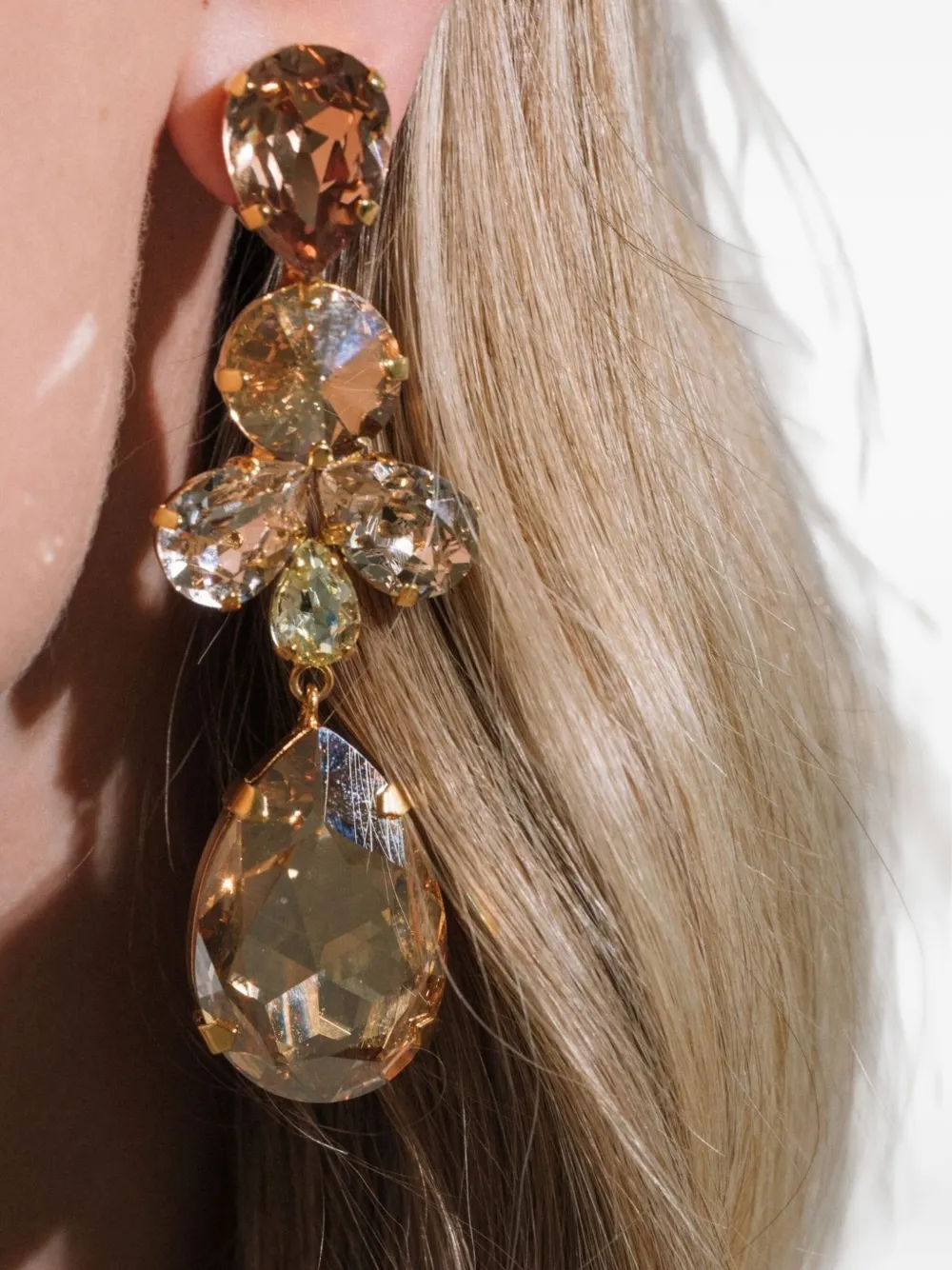 Jennifer Behr Jilian Crystal Drop Earrings In Gold