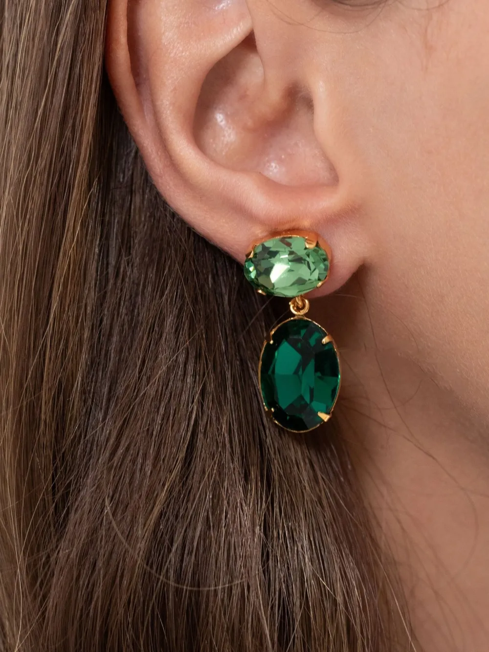Jennifer Behr Lenora Oval Earrings In Green