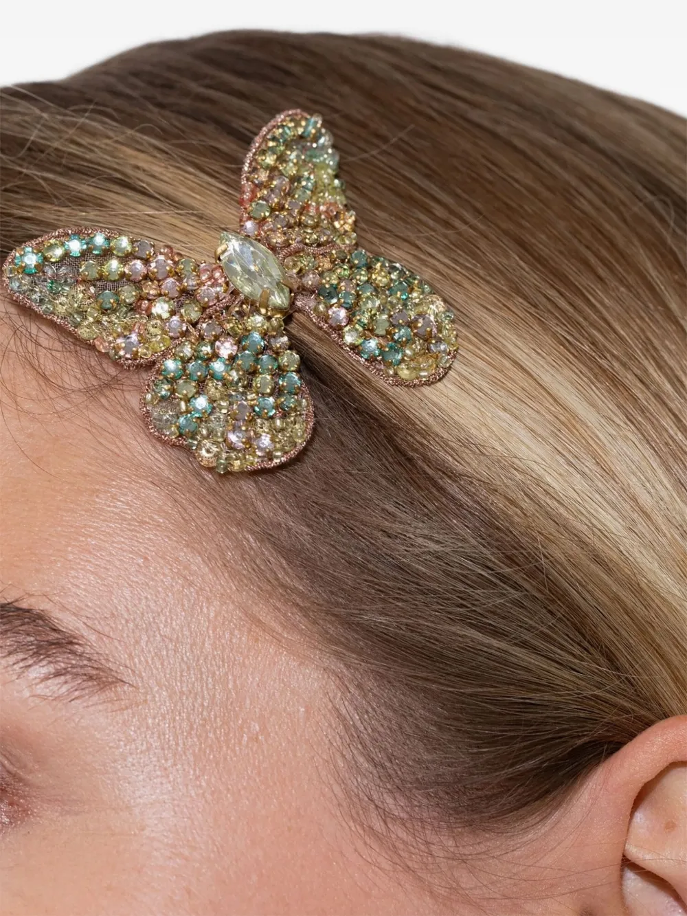 Jennifer Behr Abbie Crystal Butterfly Hair Clip In Green