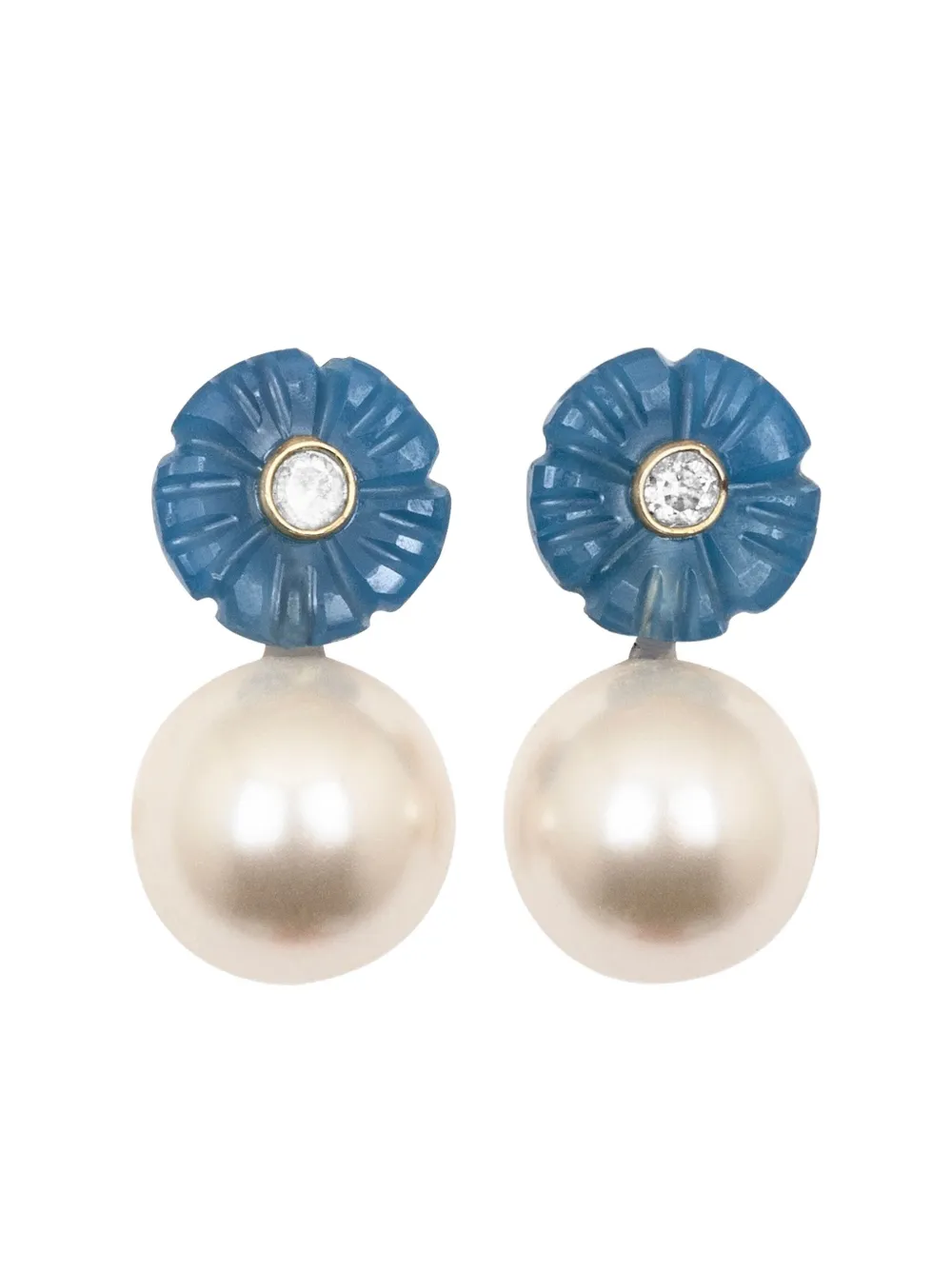 Jennifer Behr Libby Flower Chalcedony Earrings In Gold