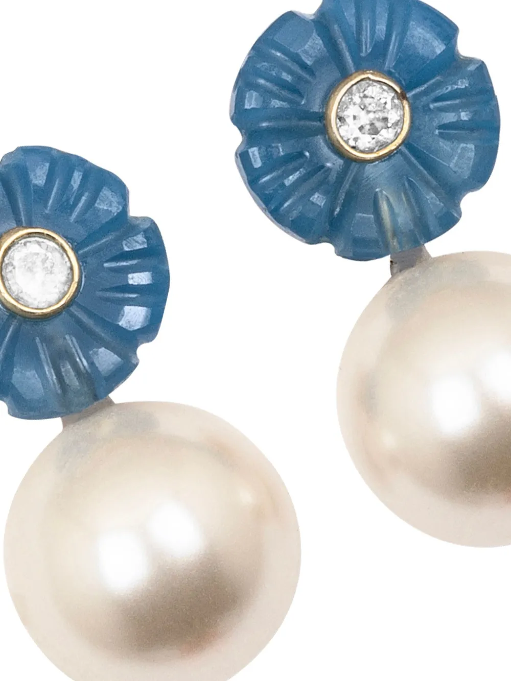 Jennifer Behr Libby Flower Chalcedony Earrings In Gold