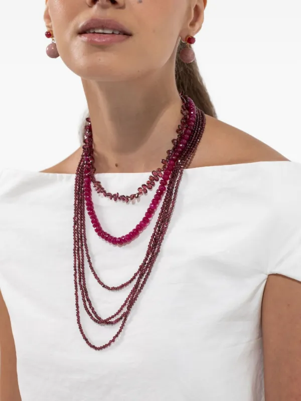 Jennifer Behr Lisette Beaded Necklace Red FARFETCH BH