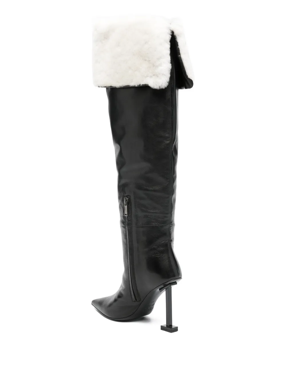 Iceberg 100m Faux Fur-detailed Over-the-knee Boots In Black