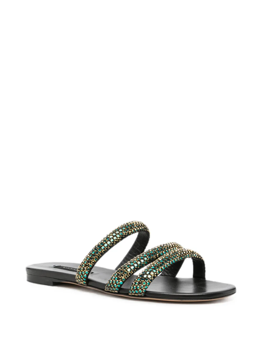 Casadei crystal-embellished flat sandals Blauw