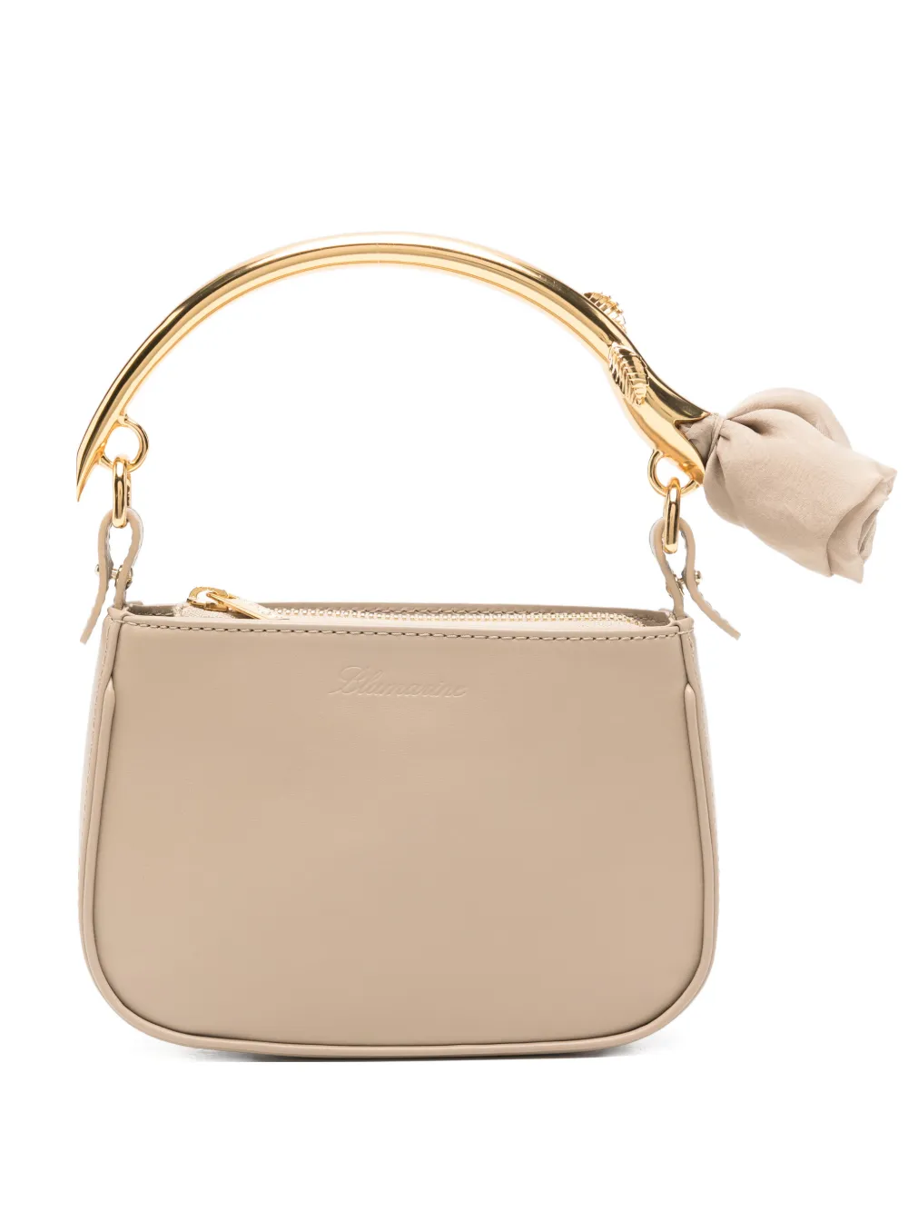 Blumarine Mini Rose-detail Leather Tote Bag In Neutral