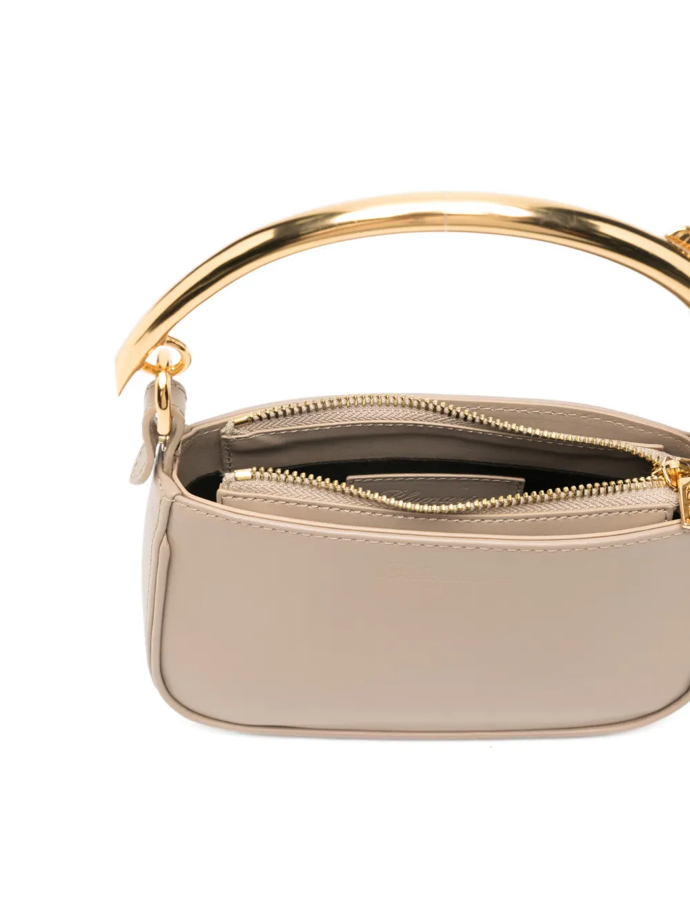 Blumarine Mini Rose-detail Leather Tote Bag In Neutral