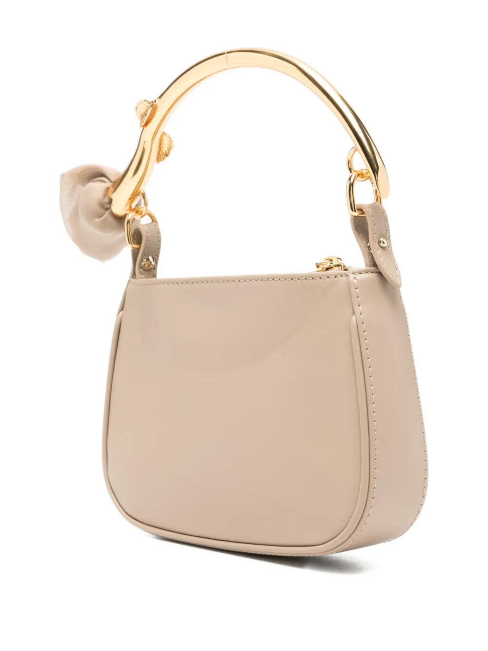 Blumarine mini rose-detail leather tote bag - Bruin