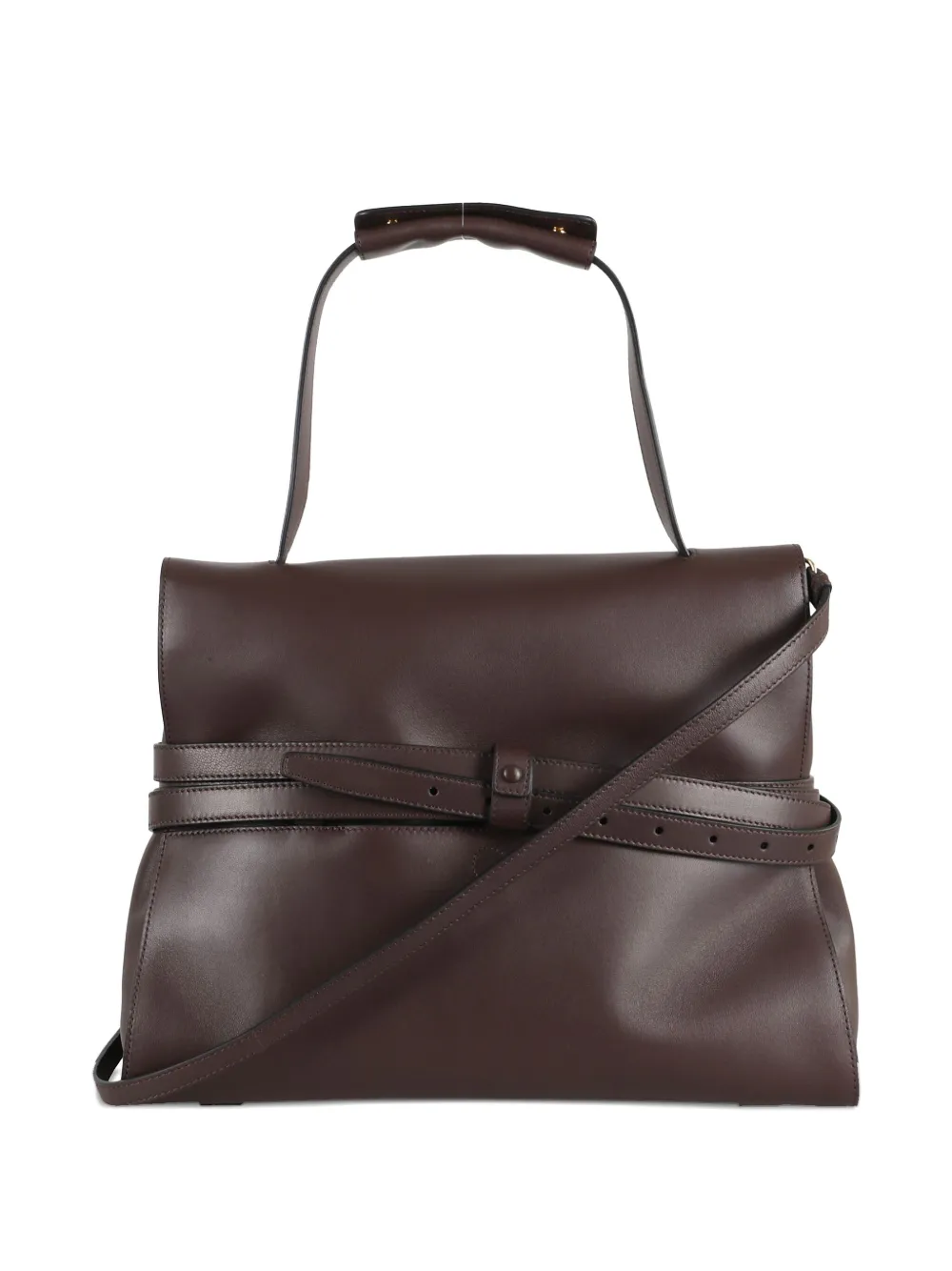Moschino Medium Tie Me Buckle-strap Handbag In Brown