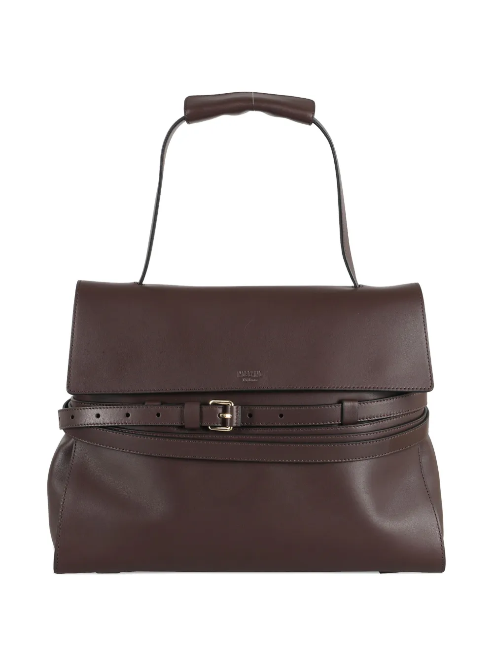 Moschino Medium Tie Me Buckle-strap Handbag In Brown