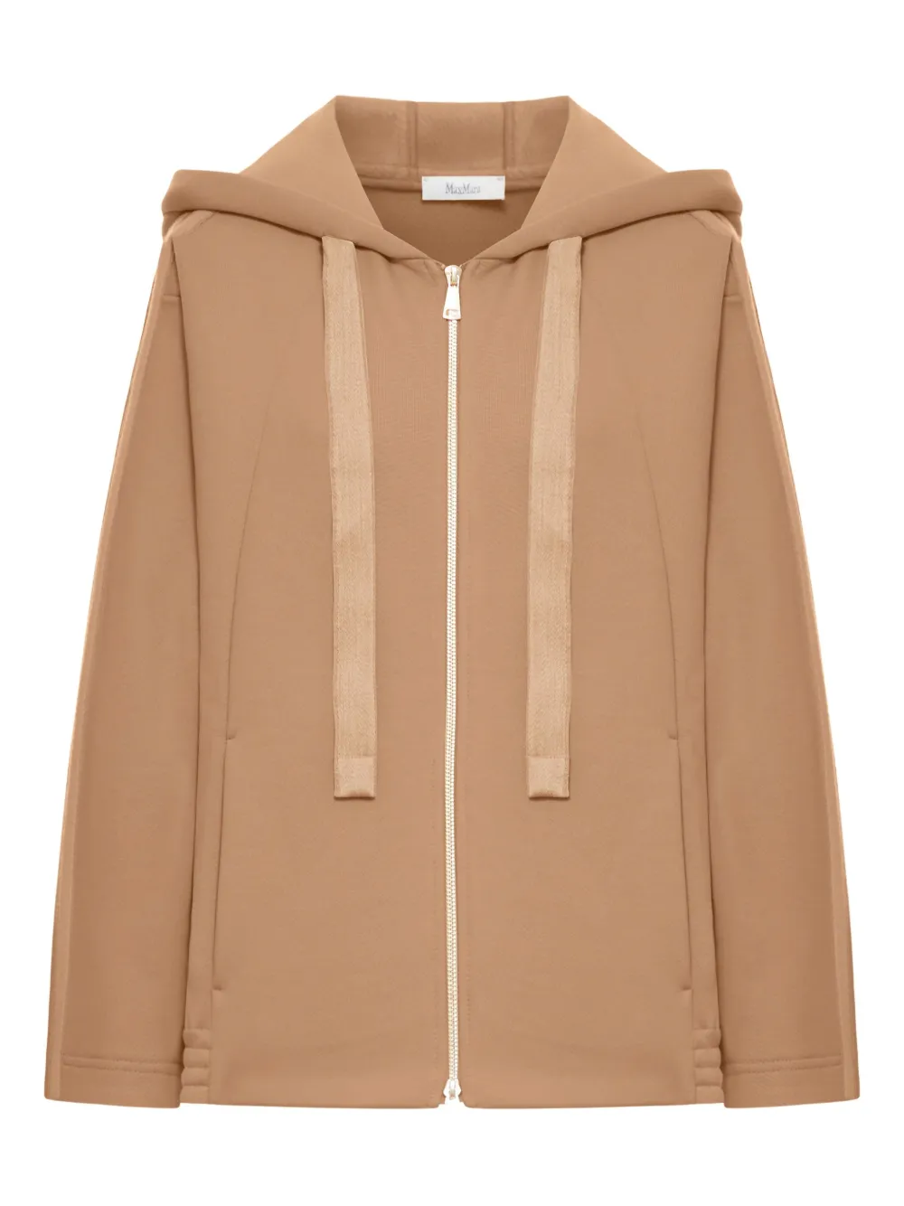 Max Mara Zip Hooded Cardigan In Brown