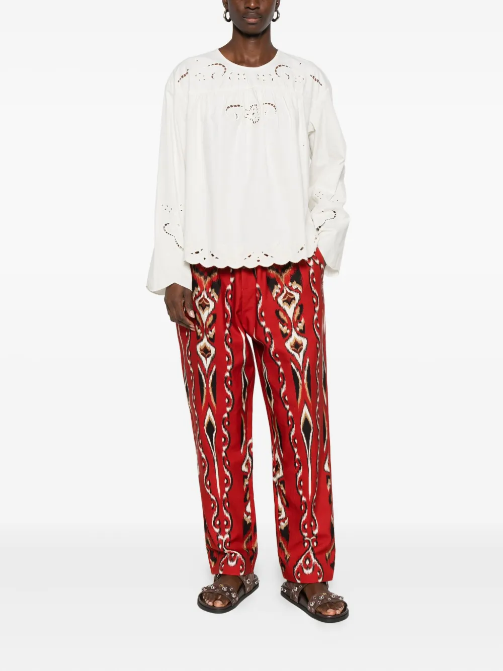Farm Rio Drawstring-waist Patterned Trousers In Red